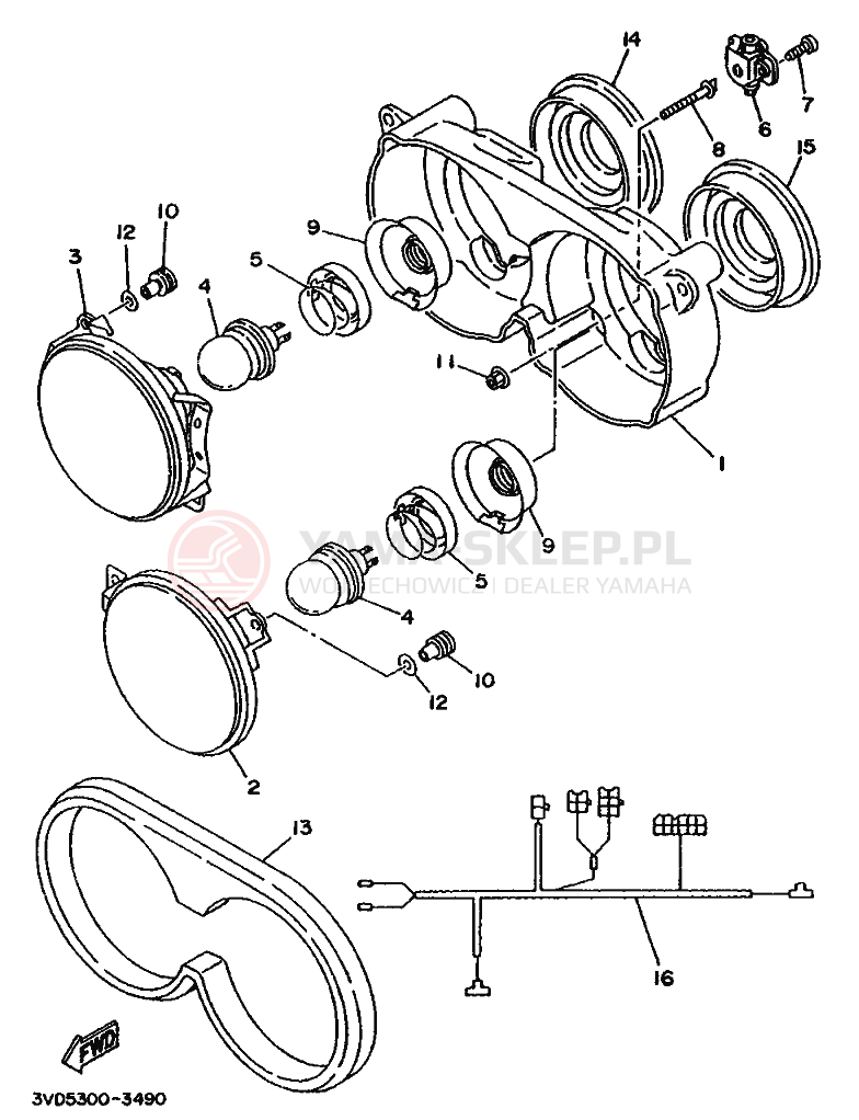 Schemat "Lampa przód" do Yamaha TDM850