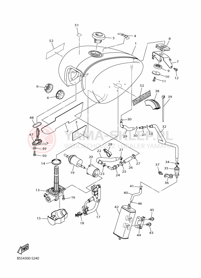 Schemat "zbiornik paliwa" do Yamaha XV950 ABS