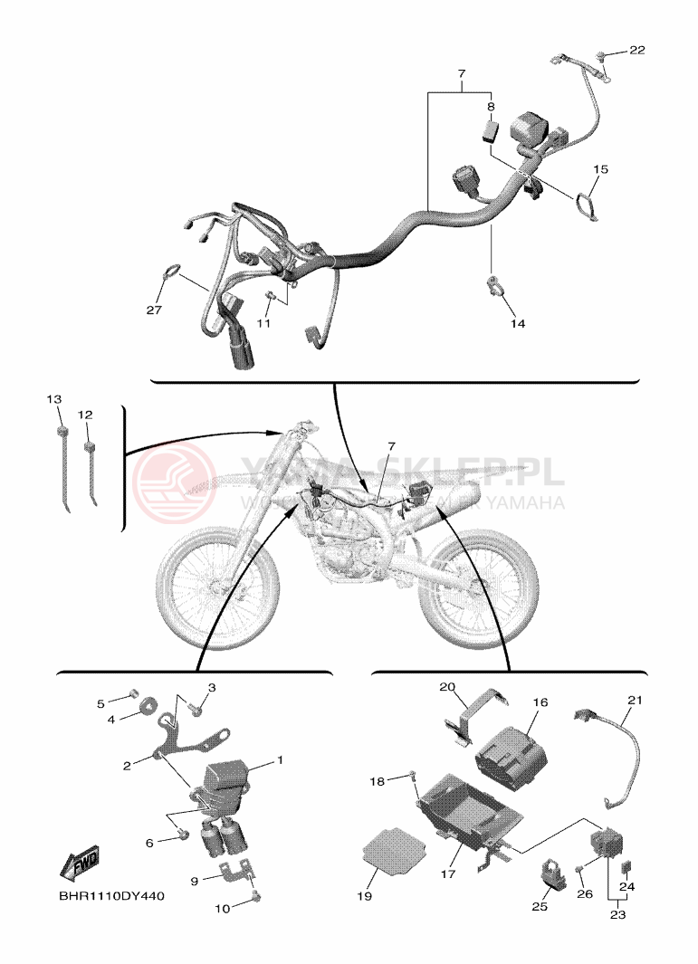 Schemat "układ elektryczny" do Yamaha YZ450F