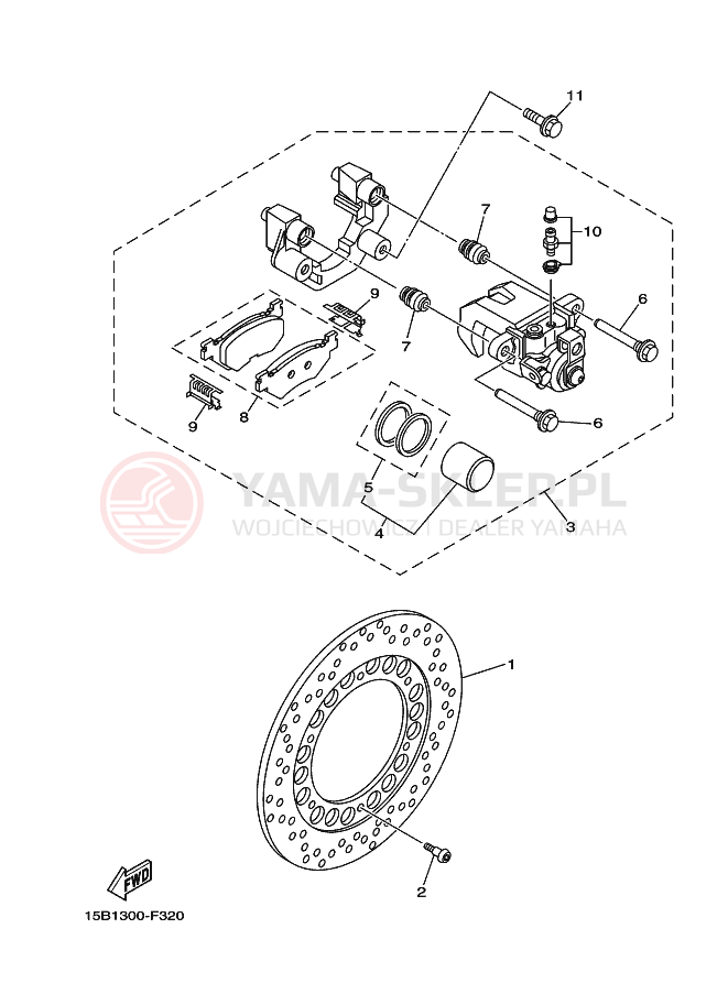 Schemat "Zacisk hamulcowy tylny" do Yamaha TMAX