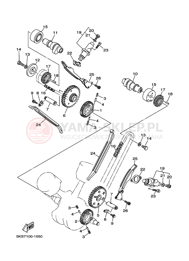 Schemat "Wałek rozrządu" do Yamaha XVS1100 XVS11RC V STAR 1100