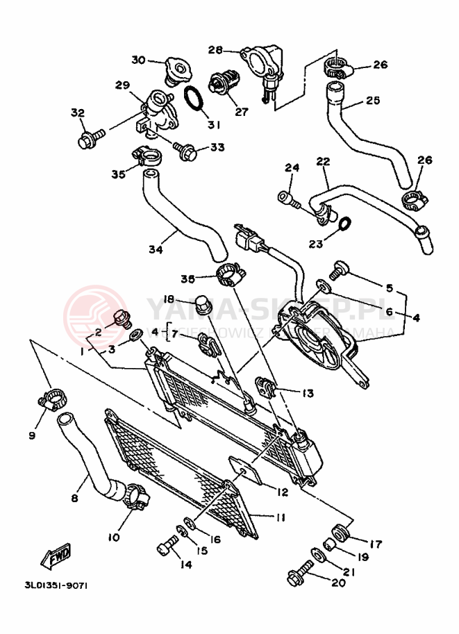 Schemat "Układ chlodzenia" do Yamaha XTZ750 SUPERTENERE