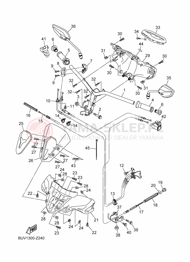 Schemat "Kierownica i osprzęt" do Yamaha RAYZR