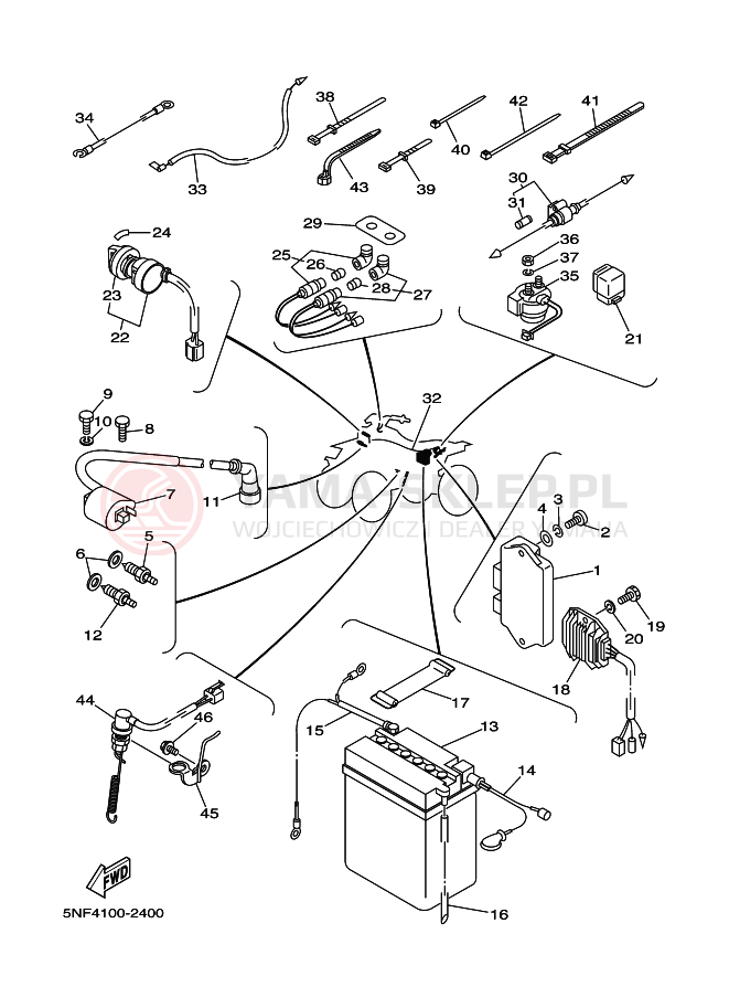 Schemat "układ elektryczny" do Yamaha WARRIOR
