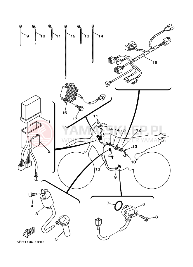 Schemat "układ elektryczny" do Yamaha WR250F