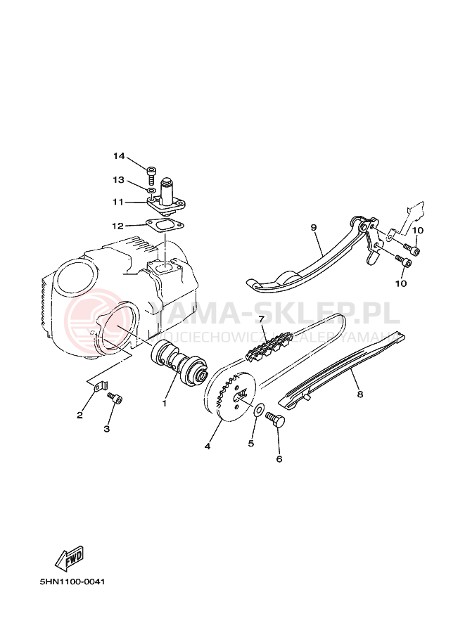 Schemat "Wałek rozrządu" do Yamaha TT-R90