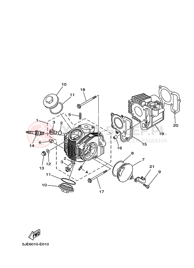 Schemat "cylinder" do Yamaha YB-1 YB1-4