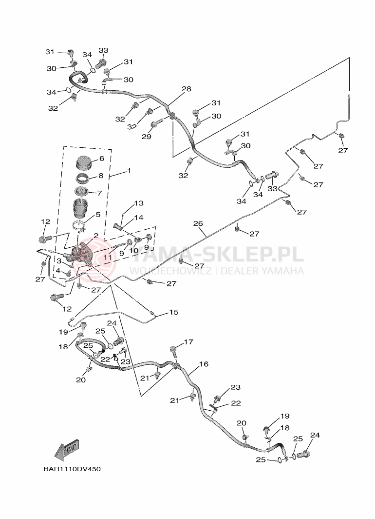 Schemat "układ hamulcowy" do Yamaha WOLVERINE X2 R-SPEC