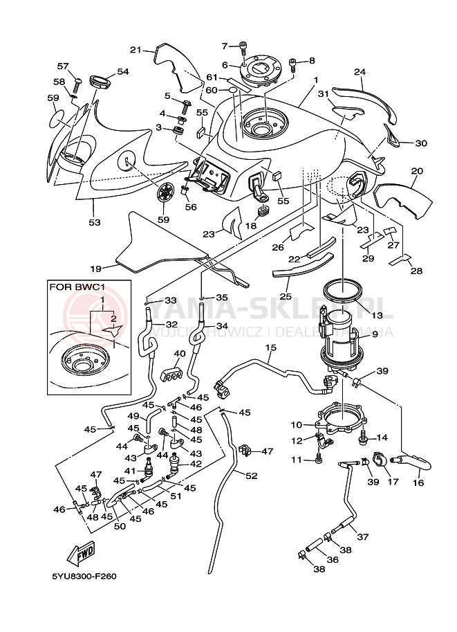 Schemat "zbiornik paliwa" do Yamaha MT01