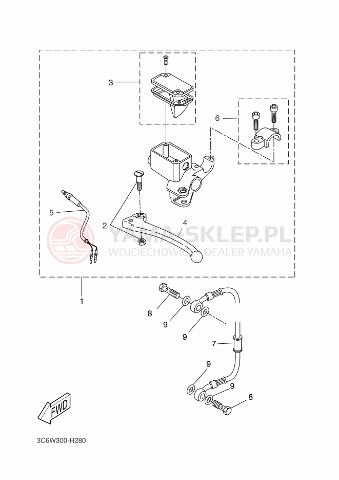 Schemat "Pompa hamulcowa tył" do Yamaha AEROX 50TH