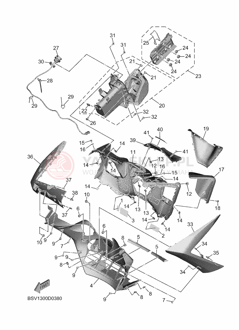 Schemat "OSŁONA NÓG" do Yamaha TMAX