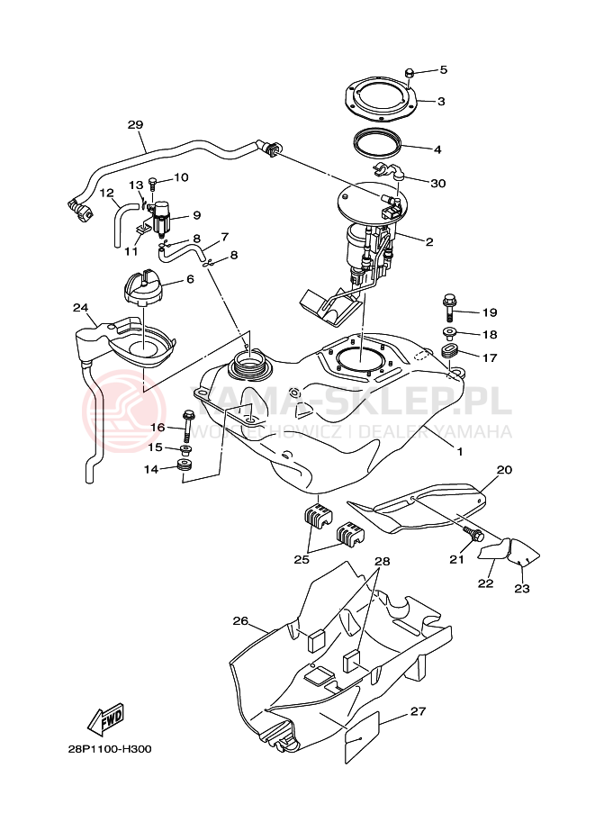 Schemat "zbiornik paliwa" do Yamaha GRIZZLY 550 FI