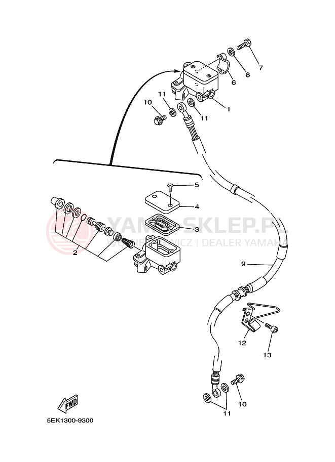 Schemat "Pompa hamulcowa przednia" do Yamaha TW125