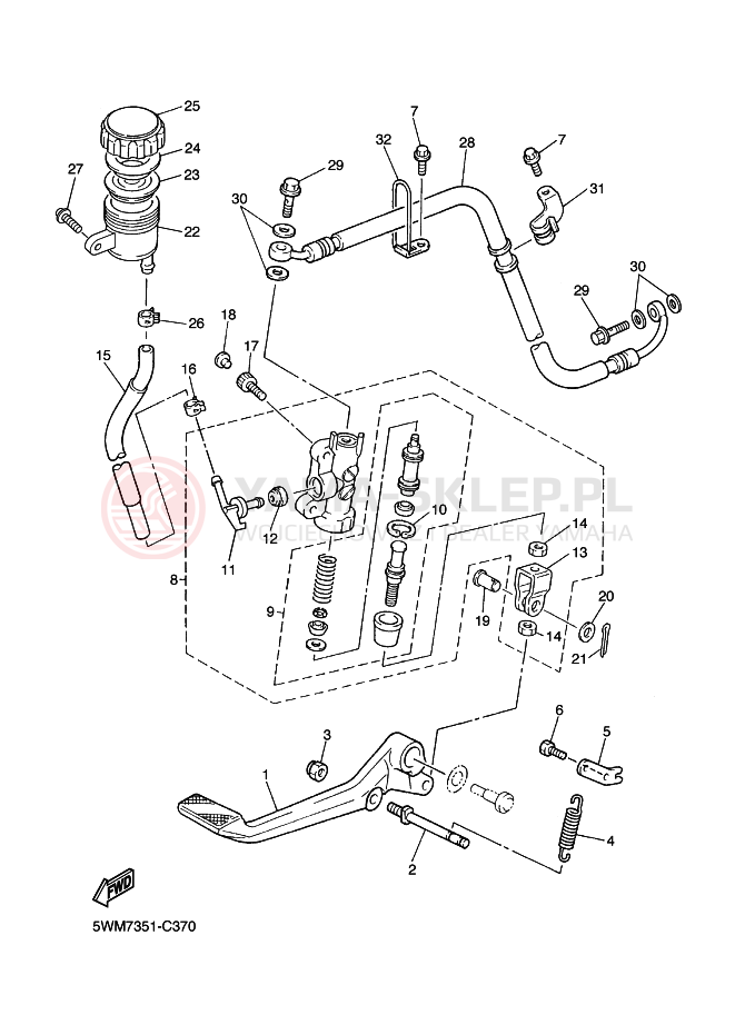 Schemat "Pompa hamulcowa tył" do Yamaha XJR1300
