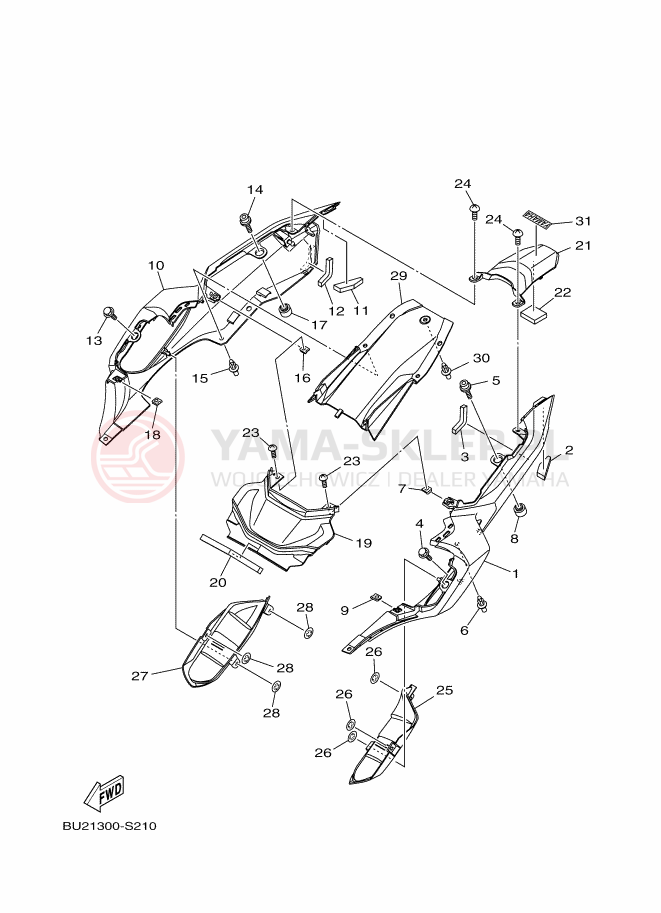 Schemat "Pokrywa boczna" do Yamaha MT-07 ABS