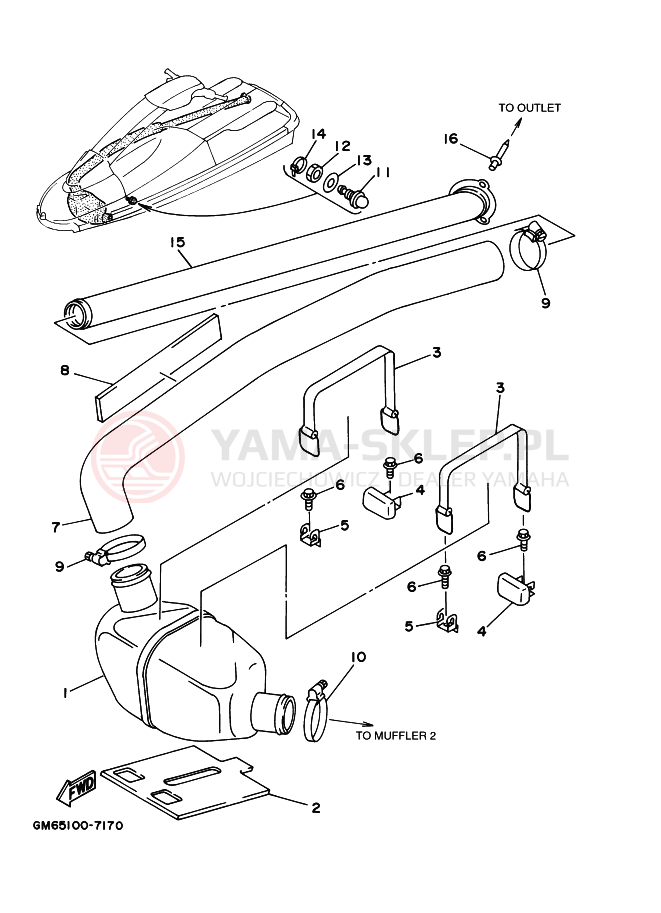 Schemat "Wydech końcowy" do Yamaha SUPERJET