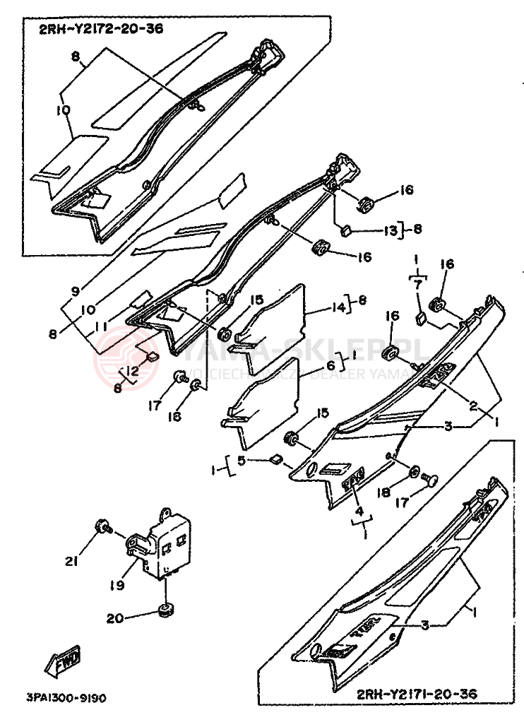 Schemat "Pokrywa boczna" do Yamaha TZR125