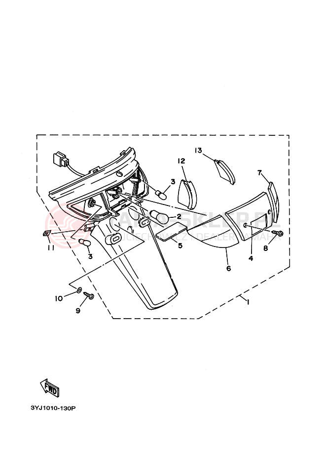 Schemat "Oświetlenie tył" do Yamaha YG50D JOG D