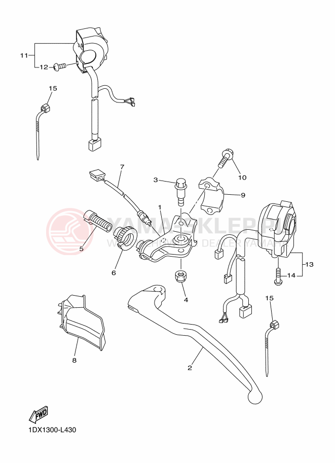 Schemat "Kierownica i osprzęt" do Yamaha WR450F