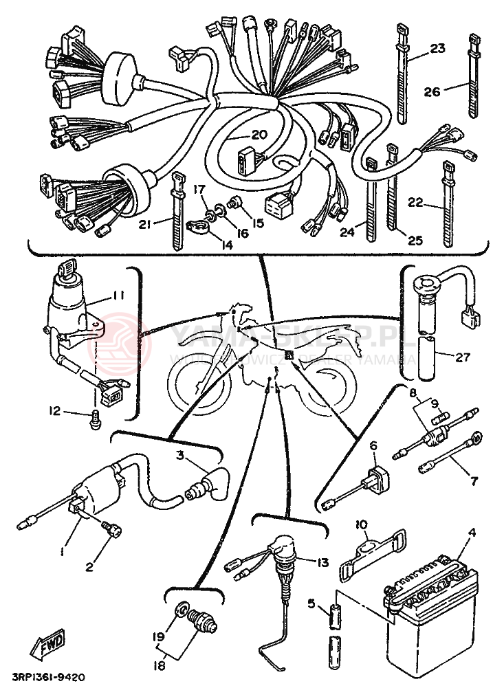 Schemat "układ elektryczny" do Yamaha DT125R