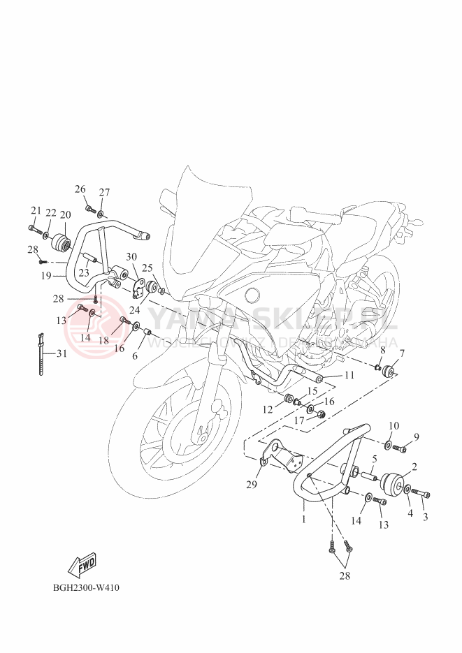 Schemat "RAMIĘ STERUJĄCE" do Yamaha TRACER 7 POLICE