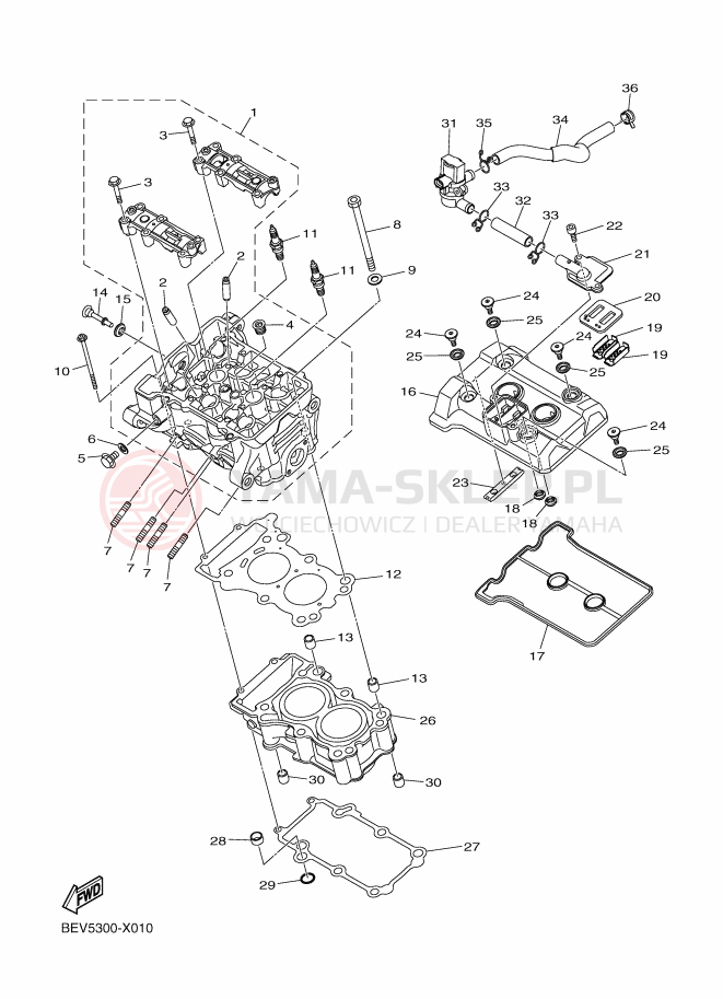 Schemat "głowica" do Yamaha MT-03