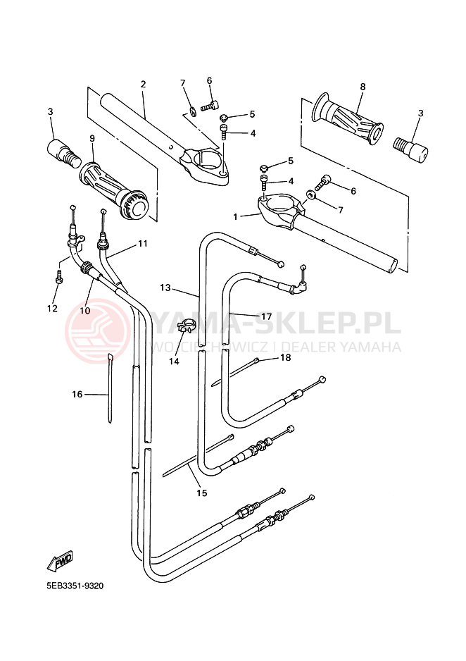 Schemat "Kierownica i osprzęt" do Yamaha YZF-R6 R6