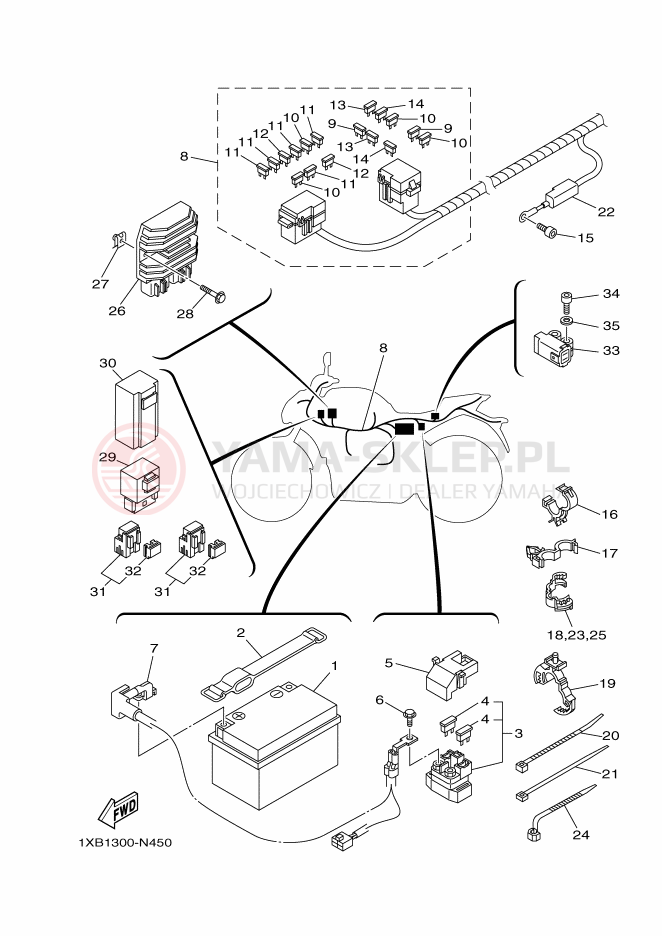 Schemat "układ elektryczny" do Yamaha MT07A