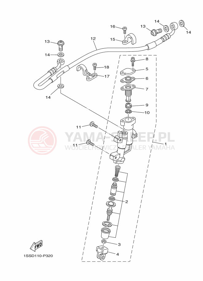 Schemat "Pompa hamulcowa tył" do Yamaha YZ125