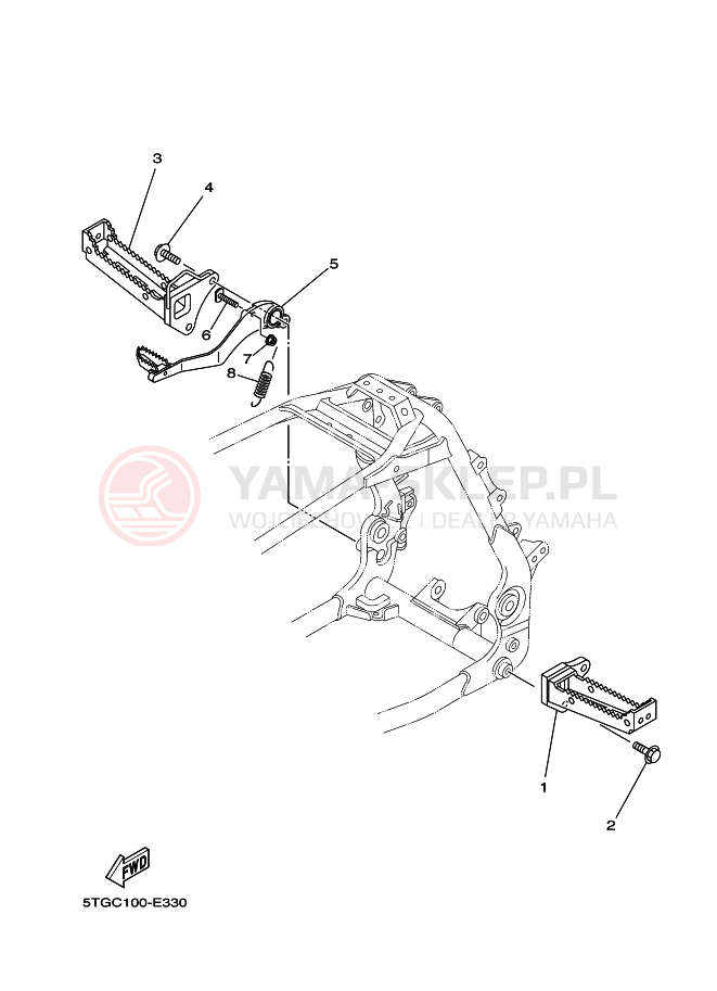 Schemat "Stopka postojowa i podnóżki" do Yamaha YFZ450