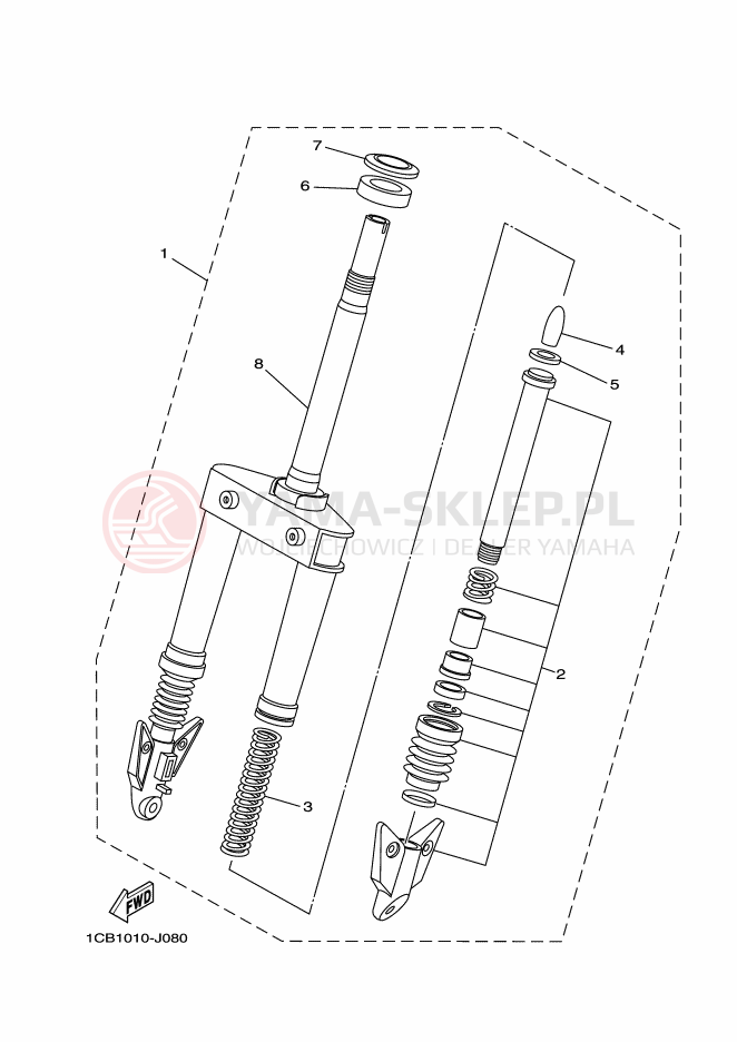 Schemat "Amortyzatory przód" do Yamaha EC-03