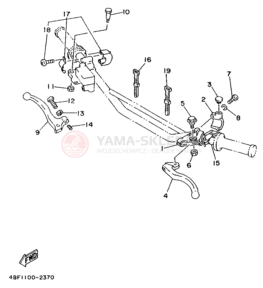 Schemat "Kierownica i osprzęt" do Yamaha WR200R