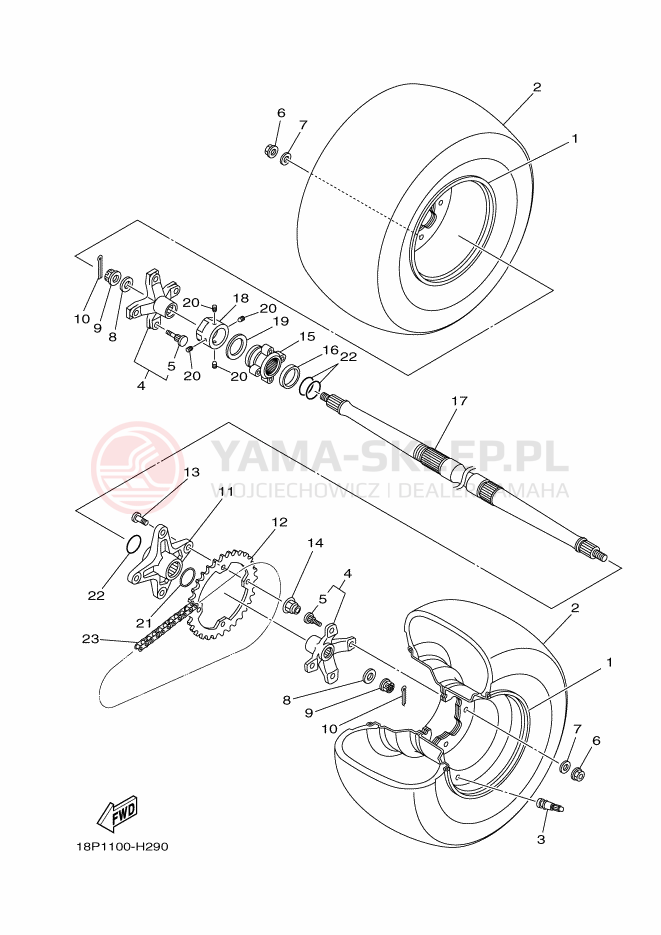 Schemat "Koło tył" do Yamaha YFZ450RD