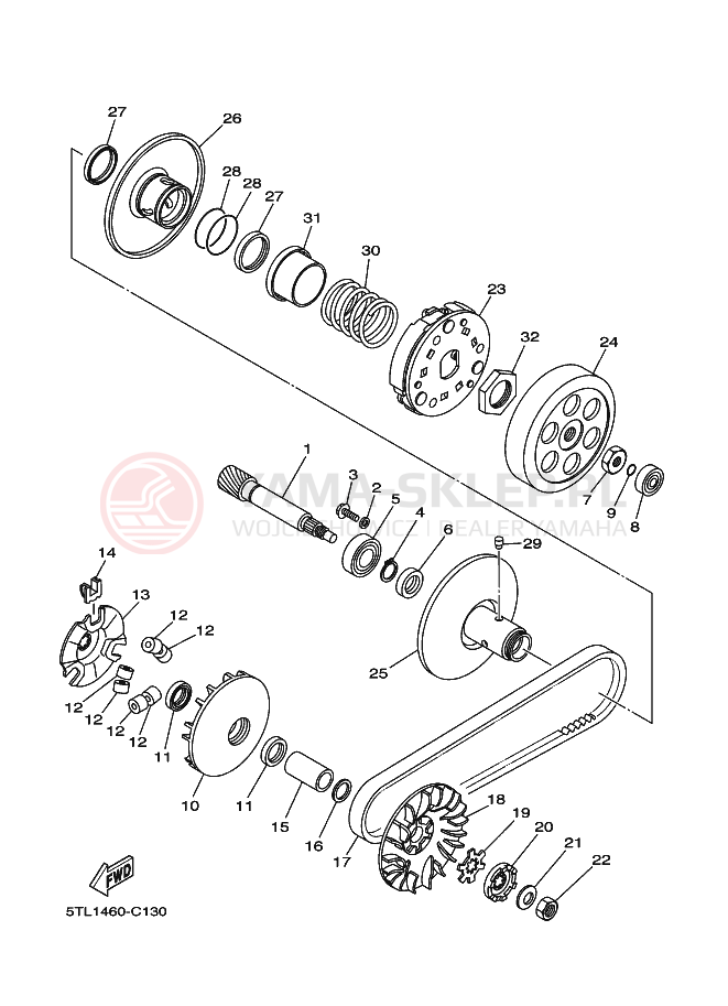 Schemat "sprzęgło" do Yamaha AL115C MIO
