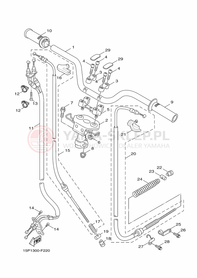 Schemat "Kierownica i osprzęt" do Yamaha BOOSTER X