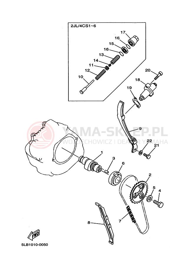 Schemat "Rozrząd - łańcuszek" do Yamaha TW200