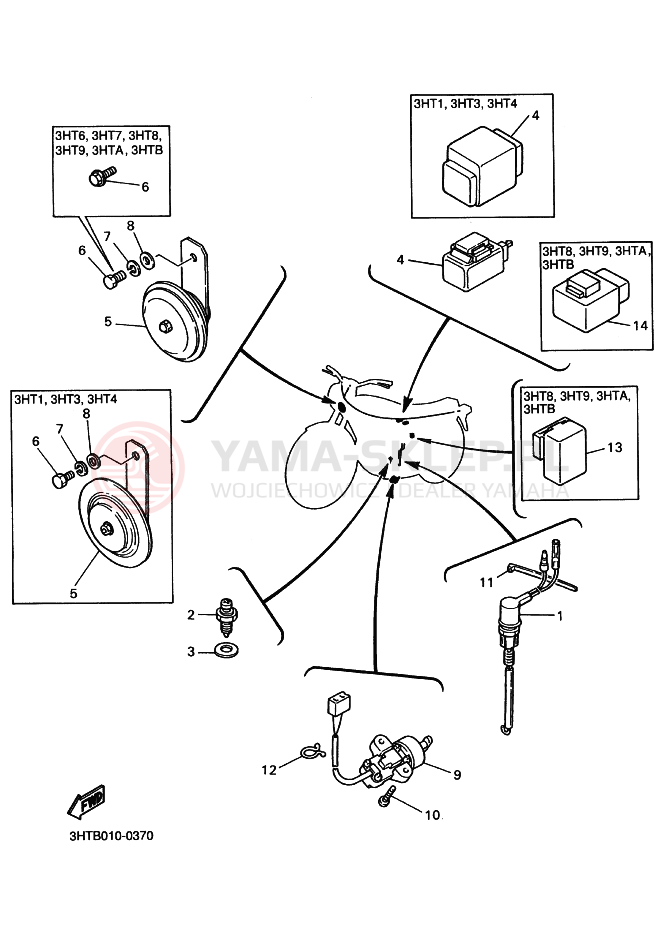 Schemat "układ elektryczny" do Yamaha SR400