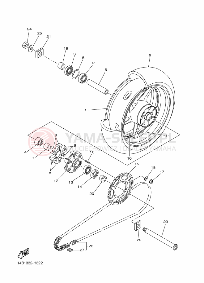 Schemat "Koło tył" do Yamaha R1