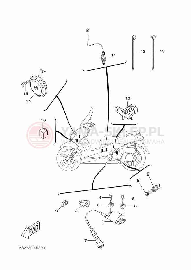 Schemat "układ elektryczny" do Yamaha XCITY