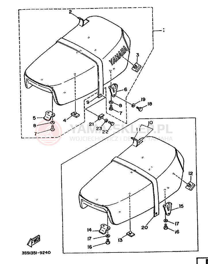 Schemat "siedzenie" do Yamaha DT125MX