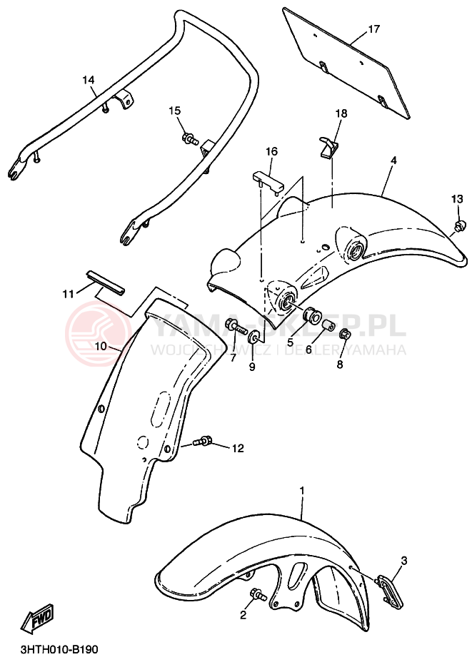 Schemat "błotnik" do Yamaha SR400