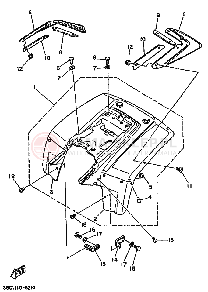 Schemat "TYLNY BŁOTNIK" do Yamaha MOTO 4 - 200 DX