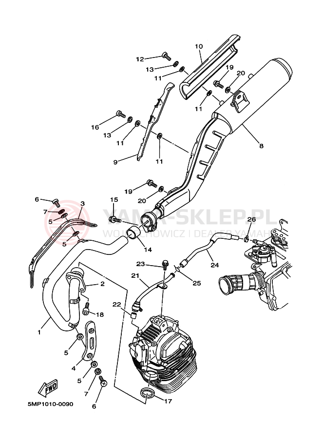 Schemat "Wydech końcowy" do Yamaha XT225WE SEROW