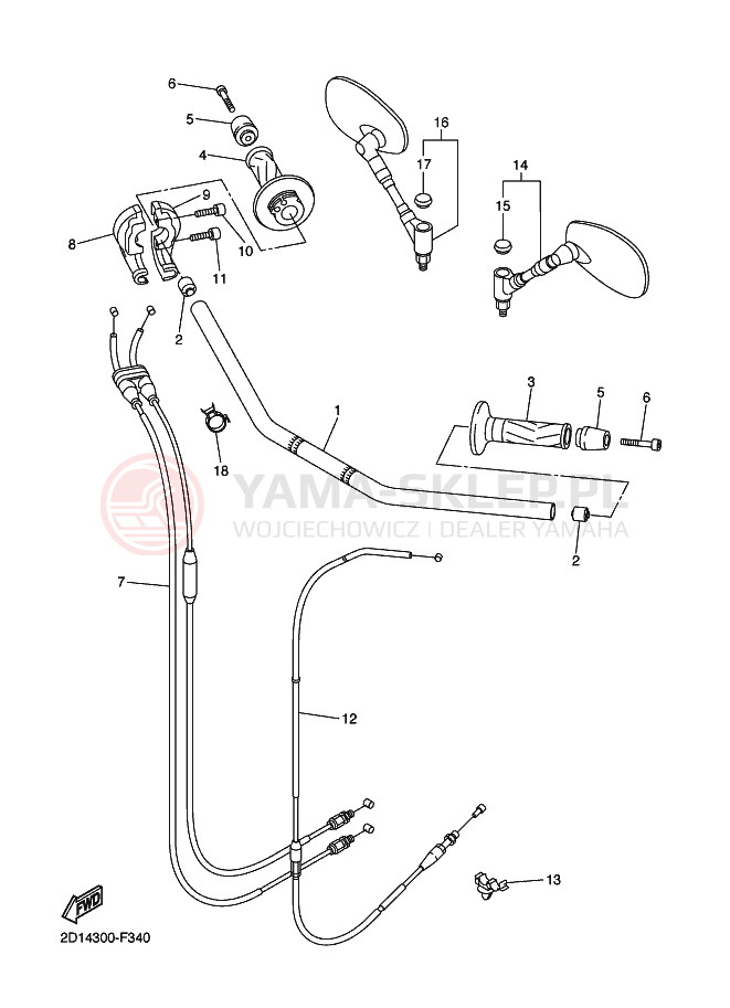 Schemat "Kierownica i osprzęt" do Yamaha FZ1-N FAZER