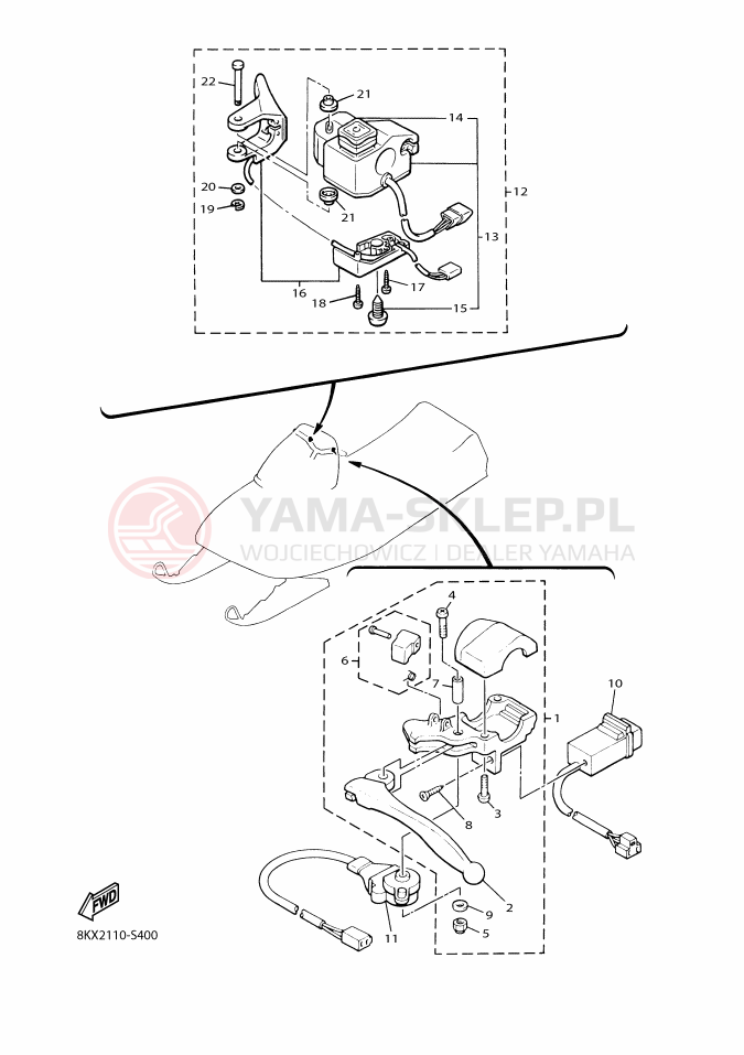 Schemat "Kierownica i osprzęt" do Yamaha VK540V