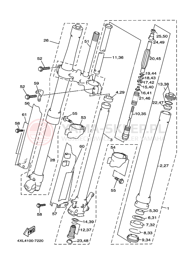 Schemat "Amortyzatory przód" do Yamaha YZ125