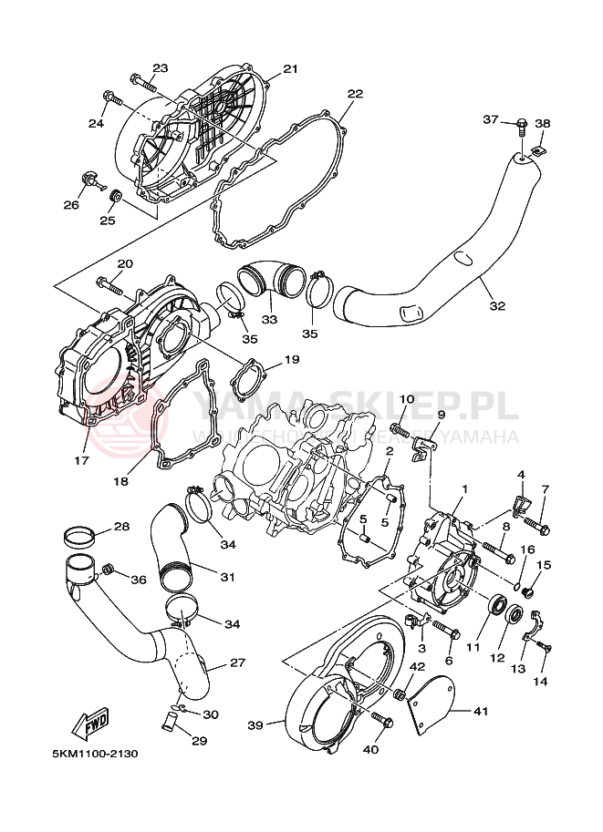 Schemat "Pokrywa silnika" do Yamaha GRIZZLY