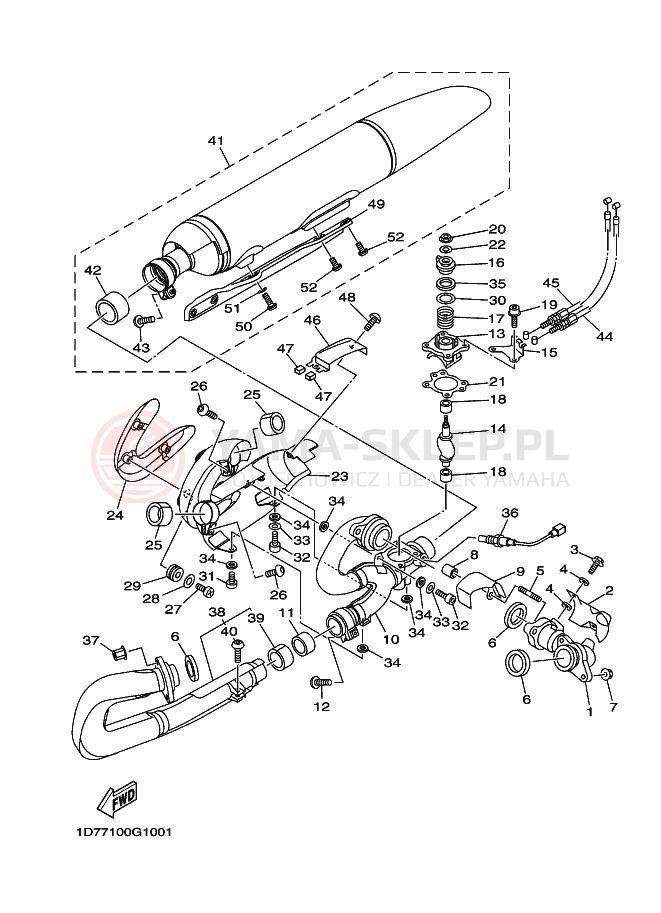 Schemat "Wydech końcowy" do Yamaha XV1900A MIDNIGHT STAR