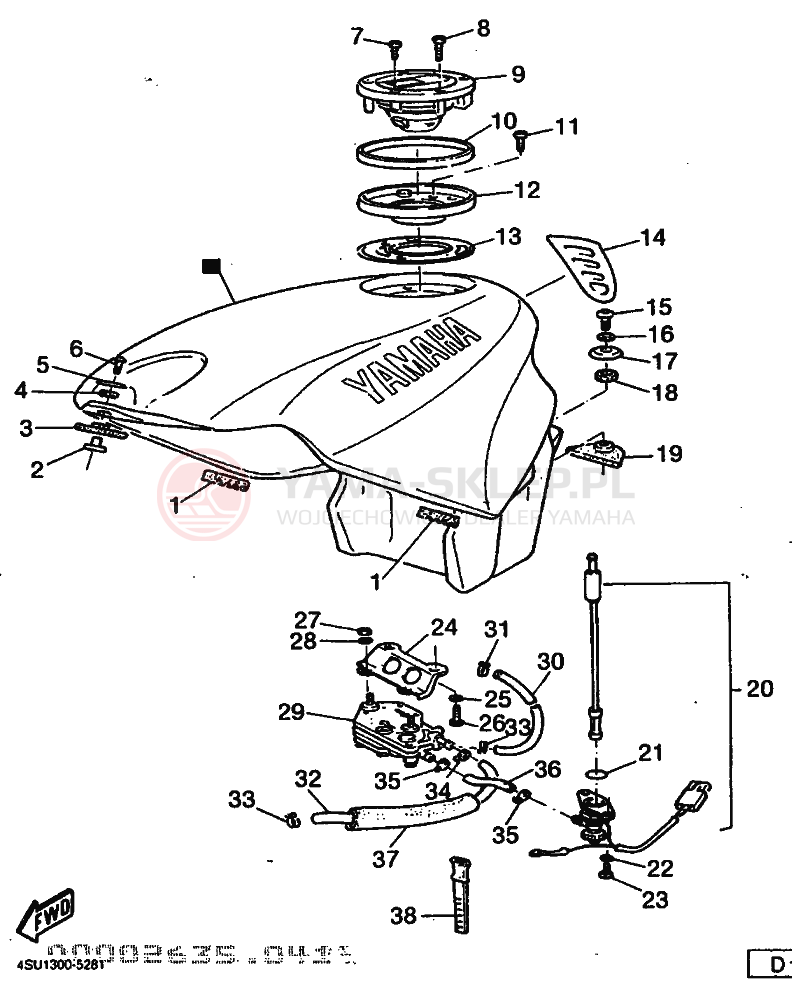 Schemat "zbiornik paliwa" do Yamaha SZR660