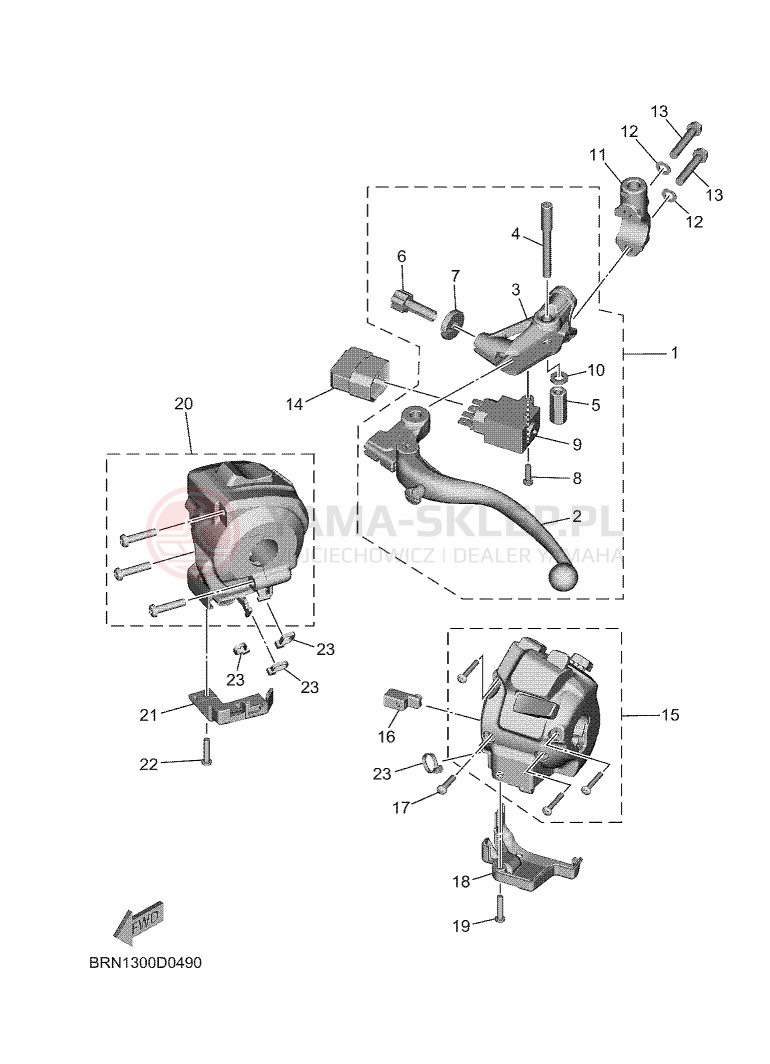 Schemat "Kierownica i osprzęt" do Yamaha TRACER 9
